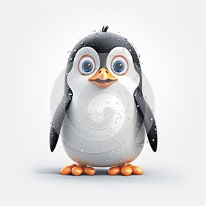Cute cartoon penguin isolated on white background.