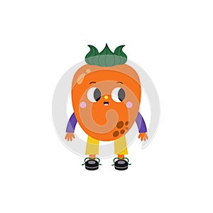 Cute cartoon persimmon illustration on a white background.