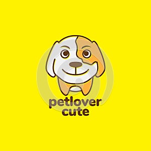 Cute cartoon pets dog colored smile logo design vector graphic symbol icon illustration creative idea