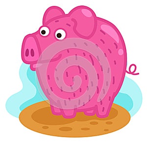 cute cartoon pig character on white background