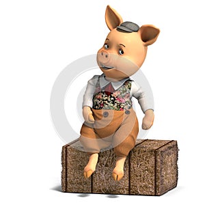 Cute cartoon pig with clothes