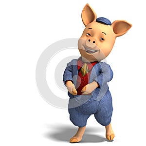 Cute cartoon pig with clothes