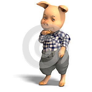 Cute cartoon pig with clothes