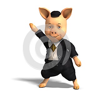 Cute cartoon pig with clothes