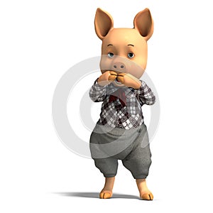 Cute cartoon pig with clothes