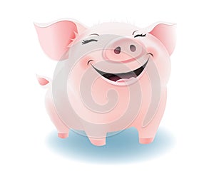 Cute cartoon pig laughing cartoon vector illustration