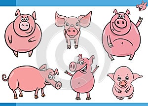 cute cartoon pigs farm animal characters set