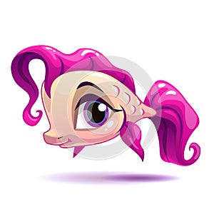 Cute cartoon pink girl fish