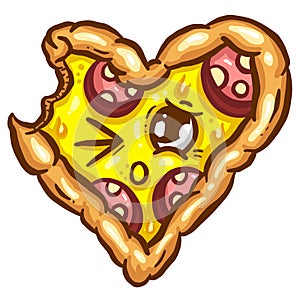 Cute Cartoon Pizza Slice Character With Cheesy Toppings in Vector Illustration