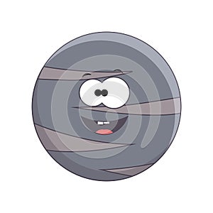 Cute cartoon Pluto planet. Vector illustration isolated on whit