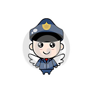 cute cartoon police with wings vector design