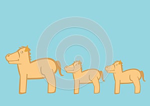 Cute Cartoon Ponies Vector Illustration