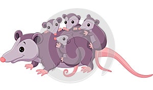 Cute cartoon possum with child