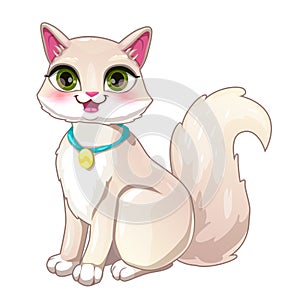 Cute cartoon pretty white girl cat