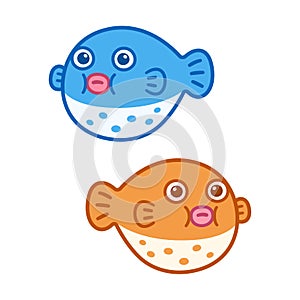 Cute cartoon puffer fish