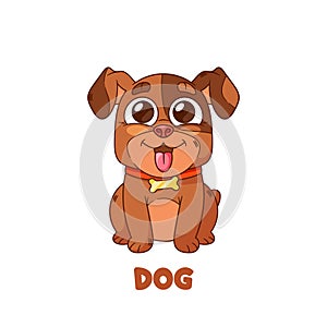 Cute Cartoon Puppy Pet, Lovable, Animated Dog Companion With Endearing Eyes, Playful Demeanor, Vector Illustration