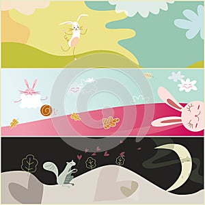 Cute cartoon rabbit background