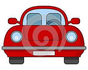 Cute Cartoon Red Car Icon