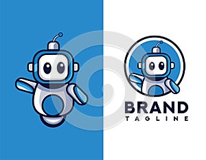 Cute cartoon robot character mascot logo flat design Art & Illustration