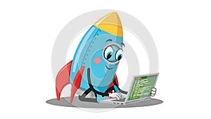 Rocket Programmer Cartoon Coding, Startup, Innovation, Technology