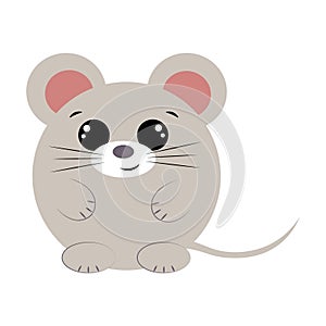 Cute cartoon round Mouse. Draw illustration in color photo
