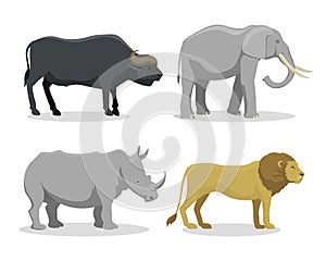 Cute cartoon safari animals vector illustration.