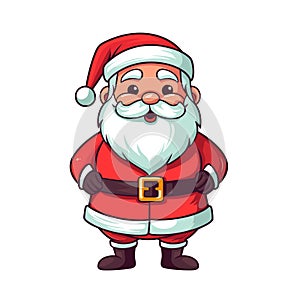 Cute cartoon Santa Claus character isolated on white background.