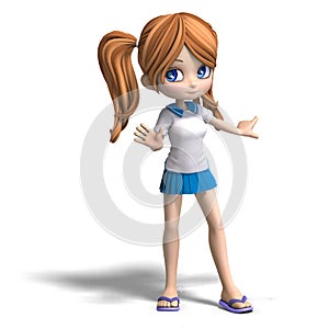 Cute cartoon school girl