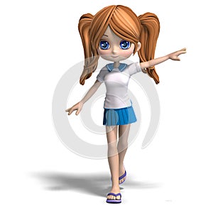 Cute cartoon school girl