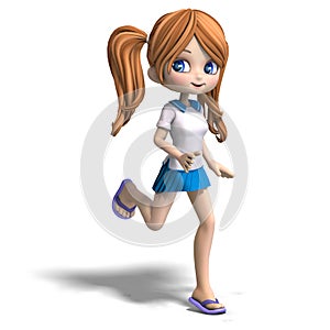 Cute cartoon school girl