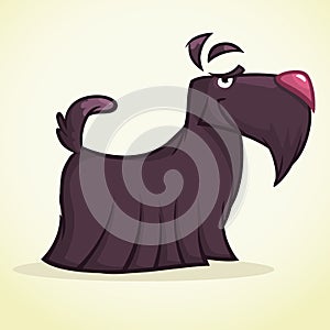 Cute cartoon scottish terrier. Vector black Scottie dog