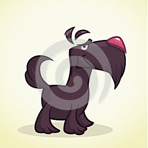 Cute cartoon scottish terrier. Vector black Scottie dog