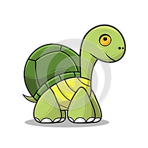 Cute cartoon sea turtle illustration isolated on white background. Tortoise mascot logo