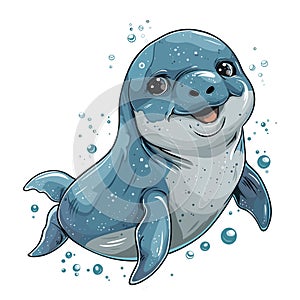 Cute cartoon seal. Sea animal. Vector illustration isolated on white background.