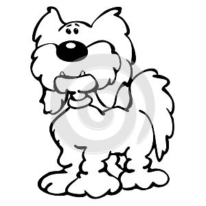 Cute Cartoon Shaggy Dog Cartoon Isolated Vector Illustration
