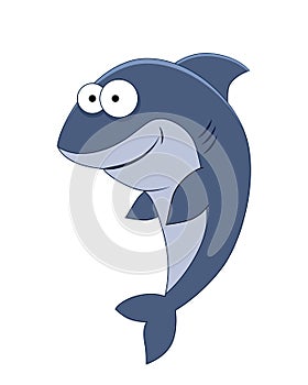 Cute cartoon shark. Sea animals. Vector illustration isolated on