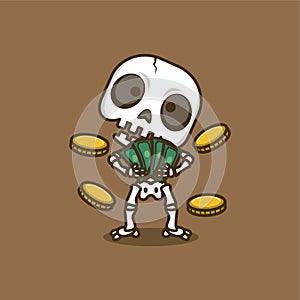 cute skull with money