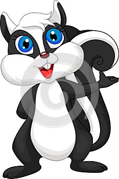 Cute cartoon skunk waving