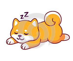 Cute cartoon sleeping Shiba Inu