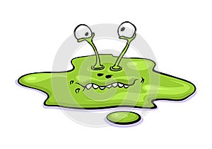 Cute cartoon slime monster boy isolated on white background