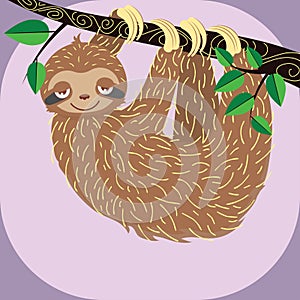 Cute cartoon sloth