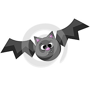 Cute cartoon small Bat. Draw illustration in color