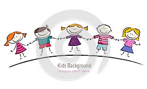 Cute Cartoon with Smiling Kids