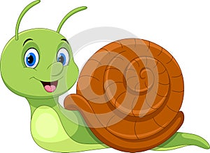 Cute cartoon snail. Funny and adorable