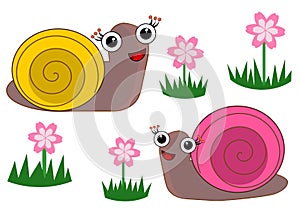 Cute cartoon snail isolated illustrations