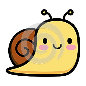 Cute Cartoon Snail Isolated On White Background