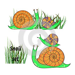 Cute cartoon snails set.