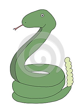 Cute cartoon,snake  animal illustration  white background