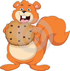 cute cartoon squirrel eating cookies