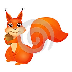 Cute cartoon squirrel isolated on a white background. Flat style.